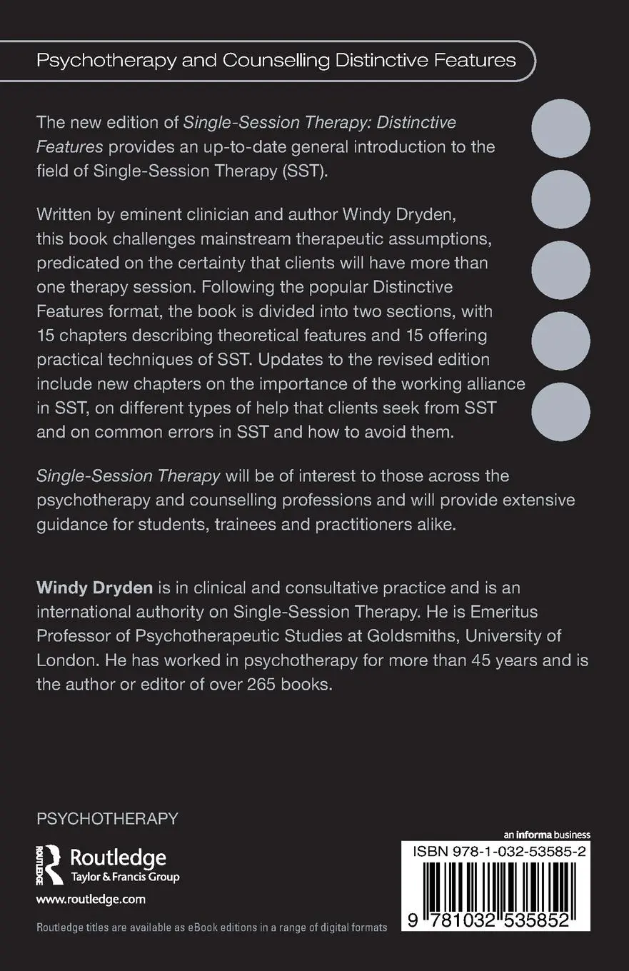 Rückseite: 9781032535852 | Single-Session Therapy | Distinctive Features | Windy Dryden | Buch