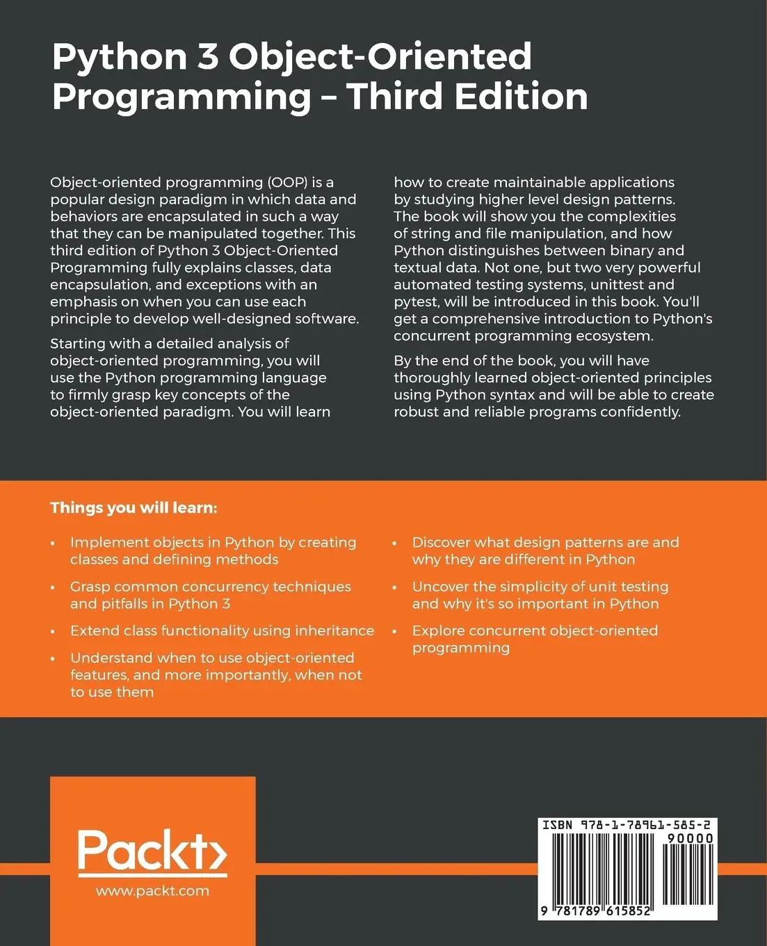 Rückseite: 9781789615852 | Python 3 Object-oriented Programming - Third Edition | Dusty Phillips