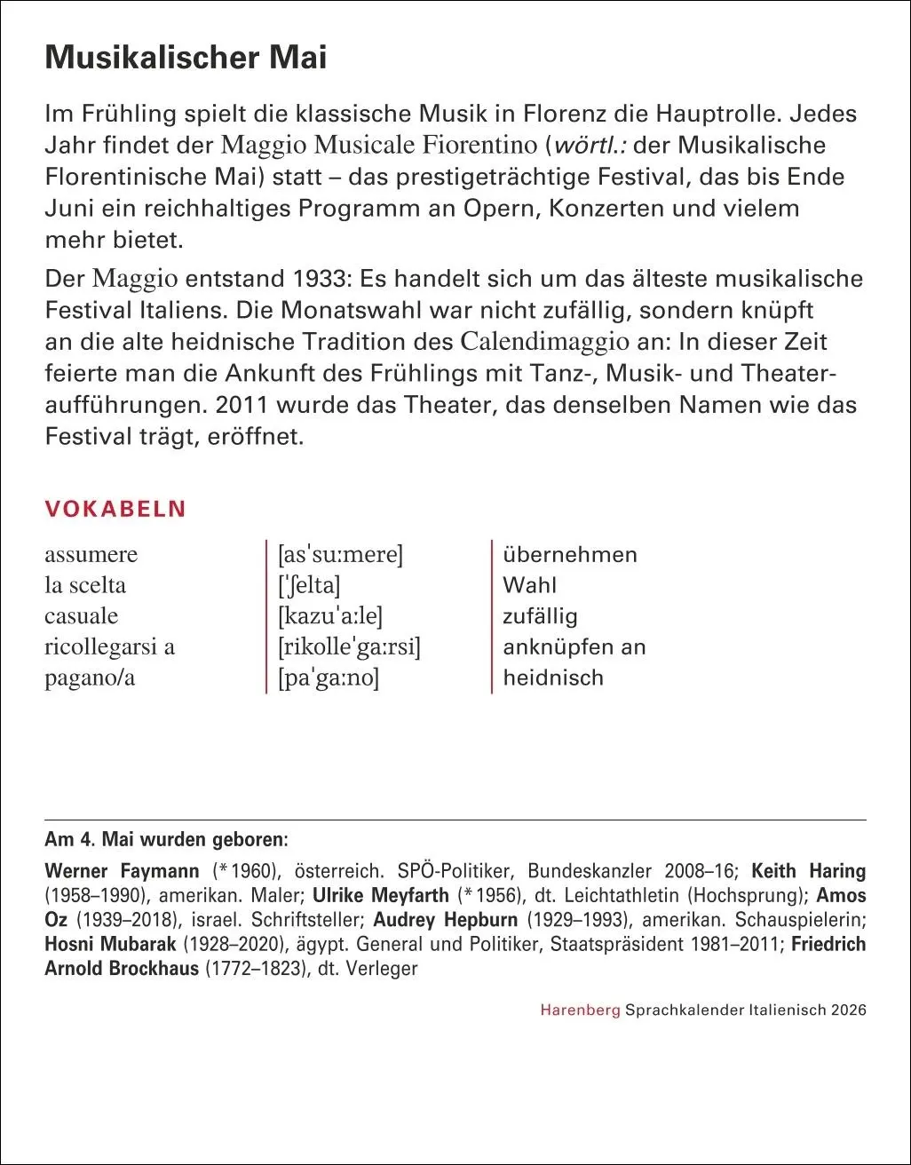 Bild: 9783840035852 | Italienisch Sprachkalender 2026 - Italienisch lernen leicht gemacht...