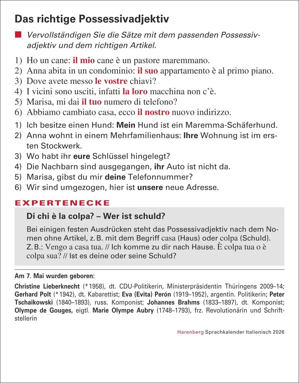 Bild: 9783840035852 | Italienisch Sprachkalender 2026 - Italienisch lernen leicht gemacht...