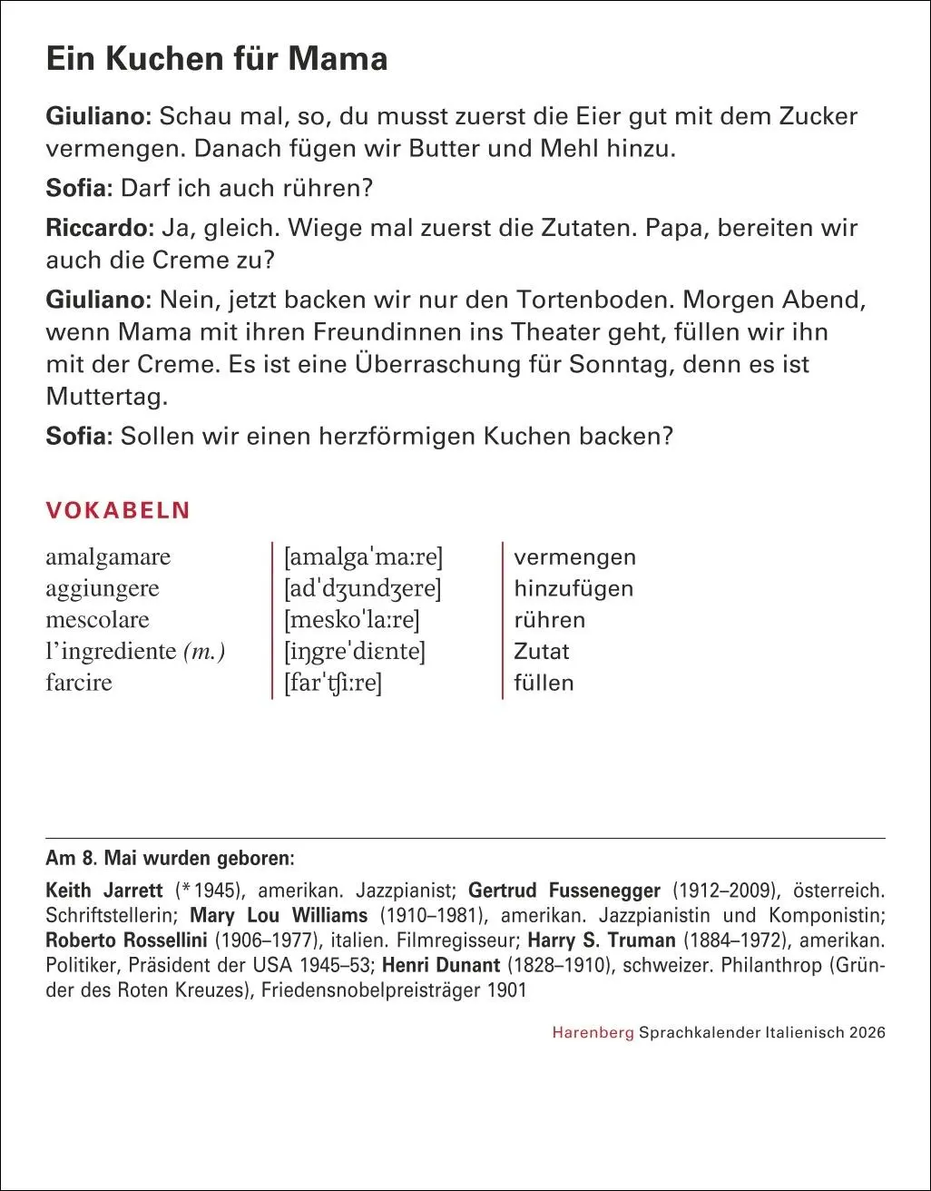 Bild: 9783840035852 | Italienisch Sprachkalender 2026 - Italienisch lernen leicht gemacht...