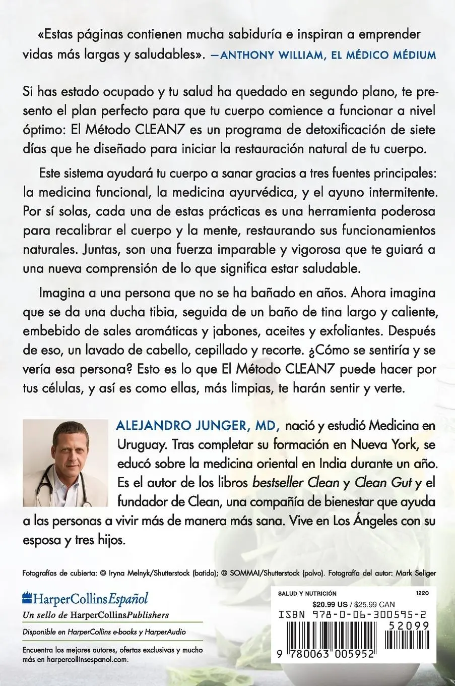 Rückseite: 9780063005952 | Clean 7 \ El Método Clean 7 (Spanish Edition) | Alejandro Junger