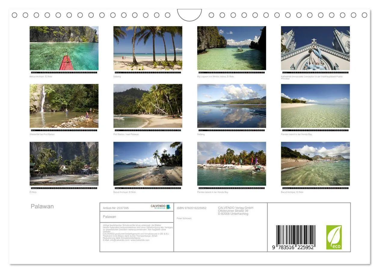 Bild: 9783516225952 | Palawan (Wandkalender 2026 DIN A4 quer), CALVENDO Monatskalender