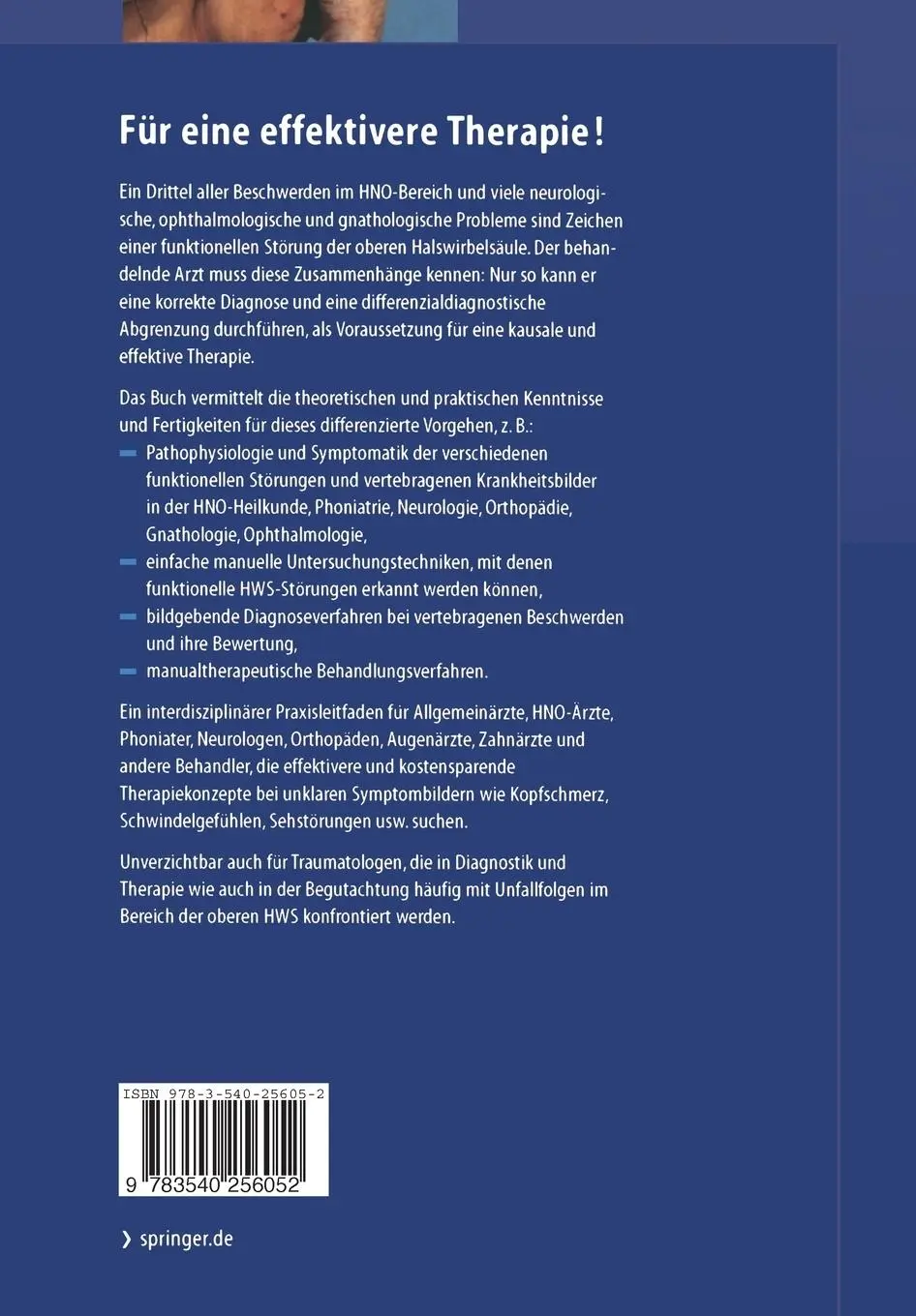 Rückseite: 9783540256052 | Die obere Halswirbelsäule | Pathophysiologie und Klinik | Taschenbuch