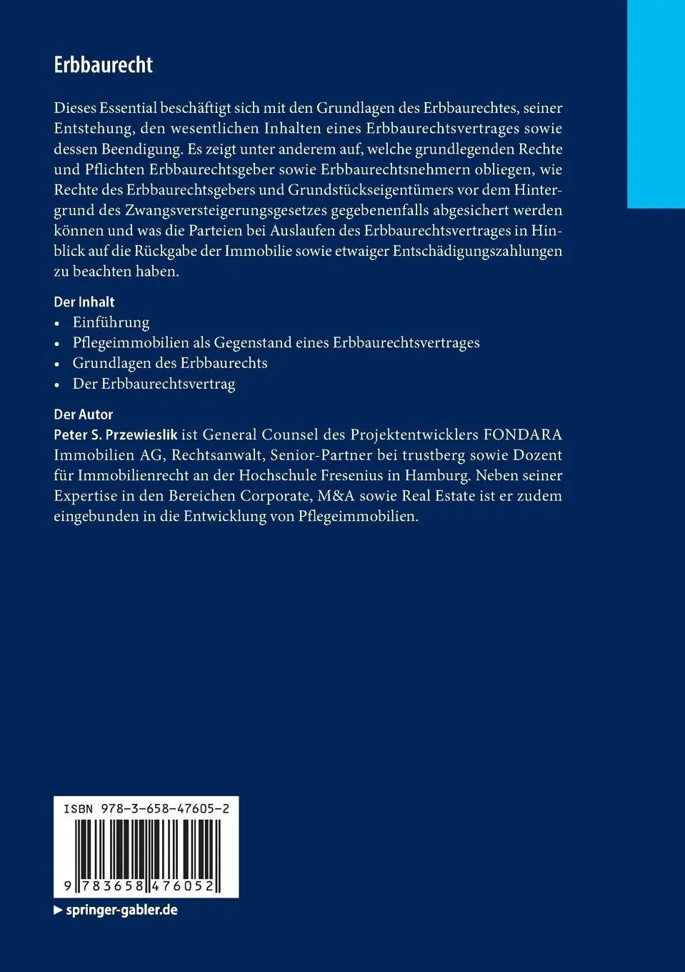 Rückseite: 9783658476052 | Erbbaurecht | Peter S. Przewieslik | Taschenbuch | x | Deutsch | 2025
