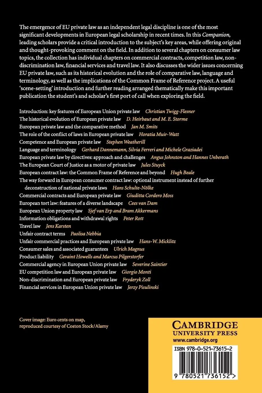 Rückseite: 9780521736152 | The Cambridge Companion to European Union Private Law | Twigg-Flesner