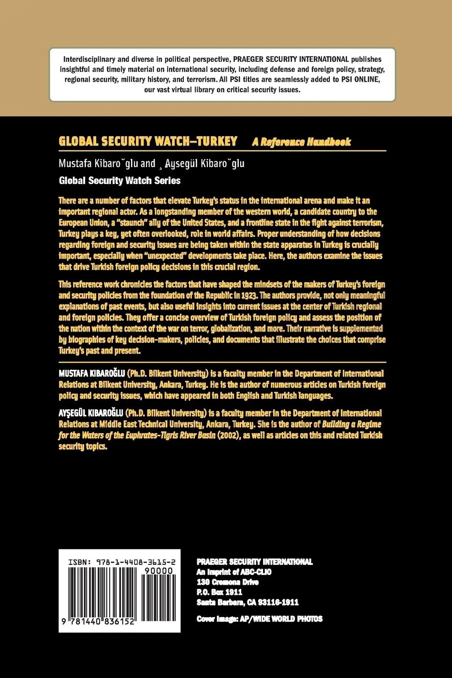 Rückseite: 9781440836152 | Global Security Watch-Turkey | A Reference Handbook | Kibaroglu | Buch