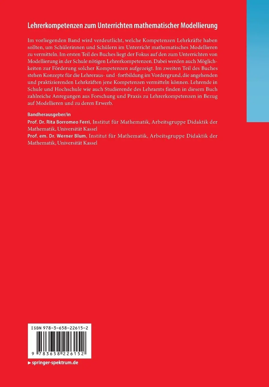 Rückseite: 9783658226152 | Lehrerkompetenzen zum Unterrichten mathematischer Modellierung | Buch