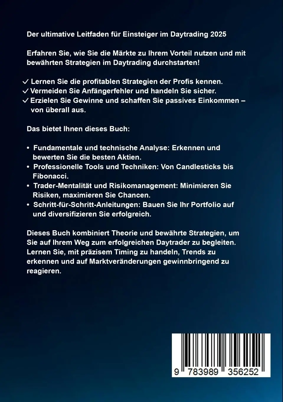 Rückseite: 9783989356252 | Daytrading für Einsteiger | Mark Swing | Taschenbuch | Paperback