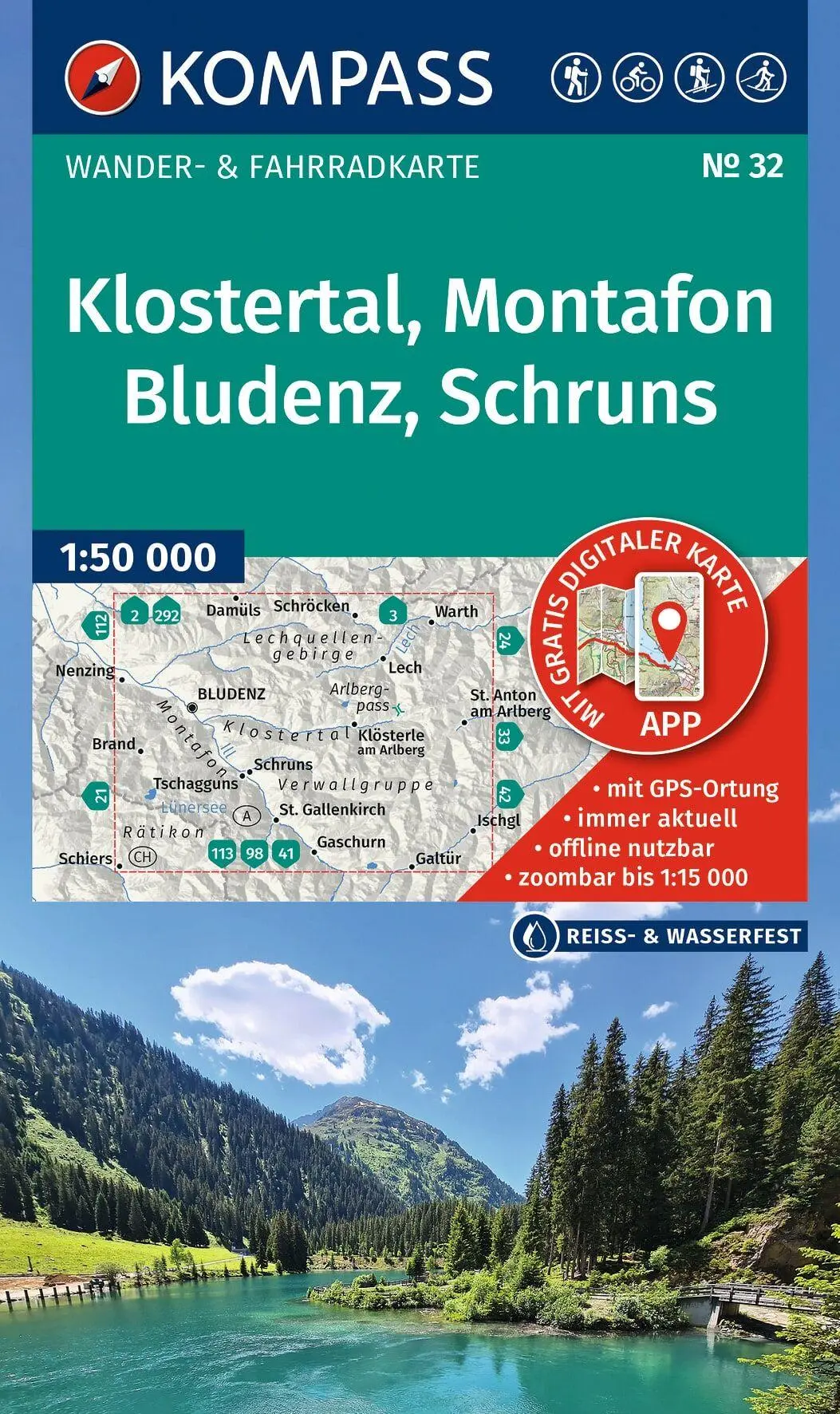 Cover: 9783991546252 | KOMPASS Wanderkarte 32 Klostertal, Montafon, Bludenz, Schruns 1:50.000