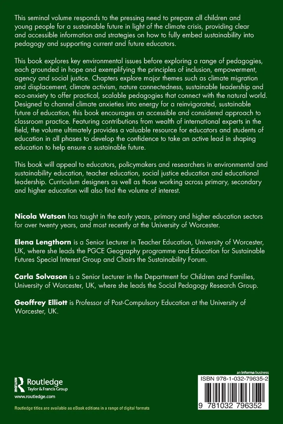 Rückseite: 9781032796352 | Sustainability Education for Children and Young People | Taschenbuch