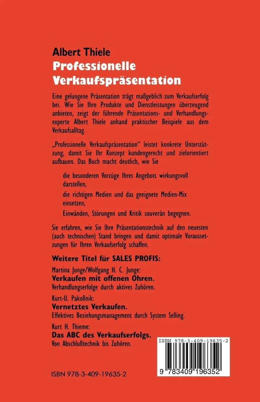 Rückseite: 9783409196352 | Professionelle Verkaufspräsentation | Albert Thiele | Taschenbuch