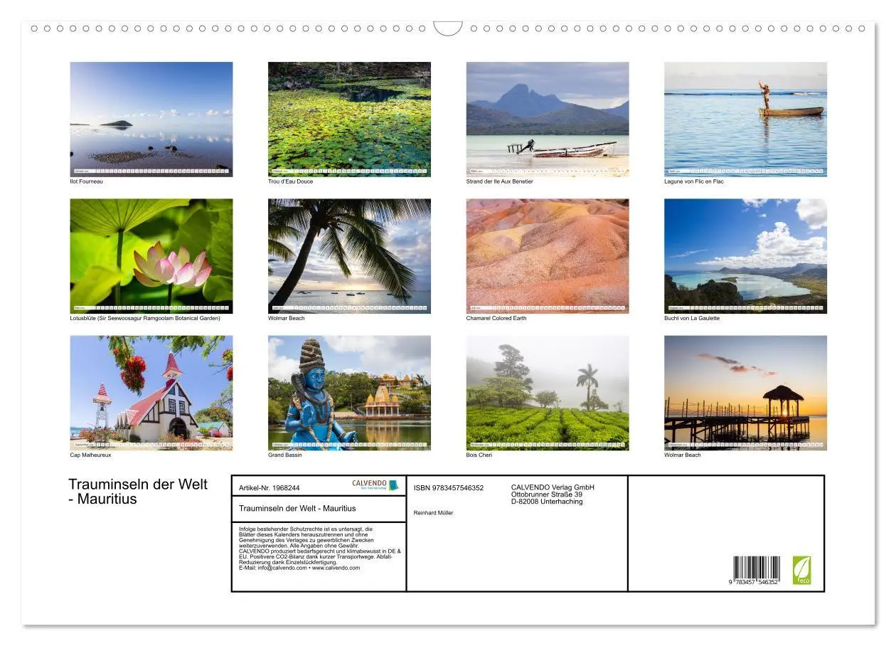 Bild: 9783457546352 | Trauminseln der Welt - Mauritius (Wandkalender 2026 DIN A2 quer),...