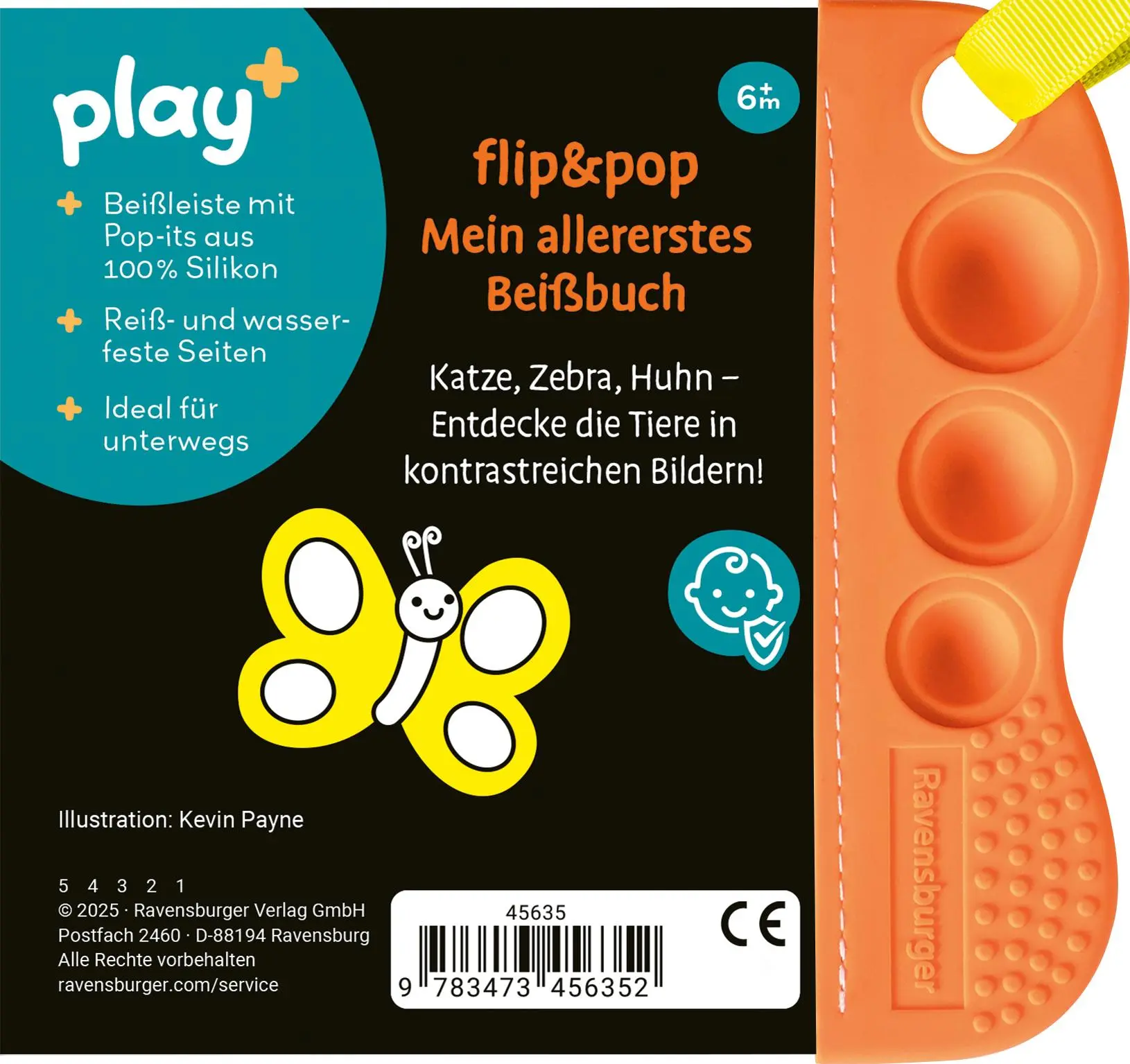 Rückseite: 9783473456352 | Play+ flip&amp;pop Meine Tiere - ab 6 Monate | Mein allererstes Beißbuch