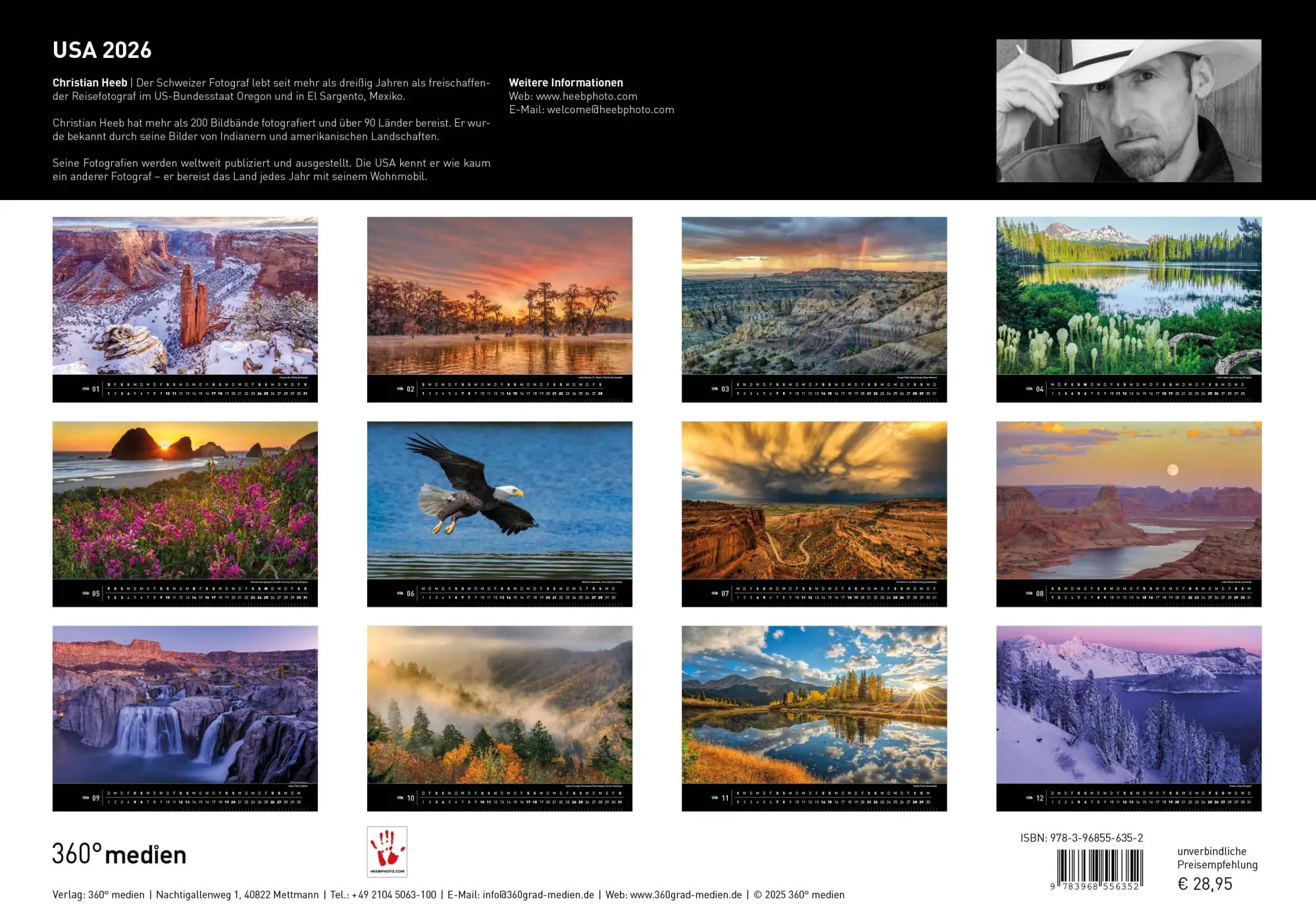 Rückseite: 9783968556352 | USA Premiumkalender 2026 | Christian Heeb | Kalender | Spiralbindung