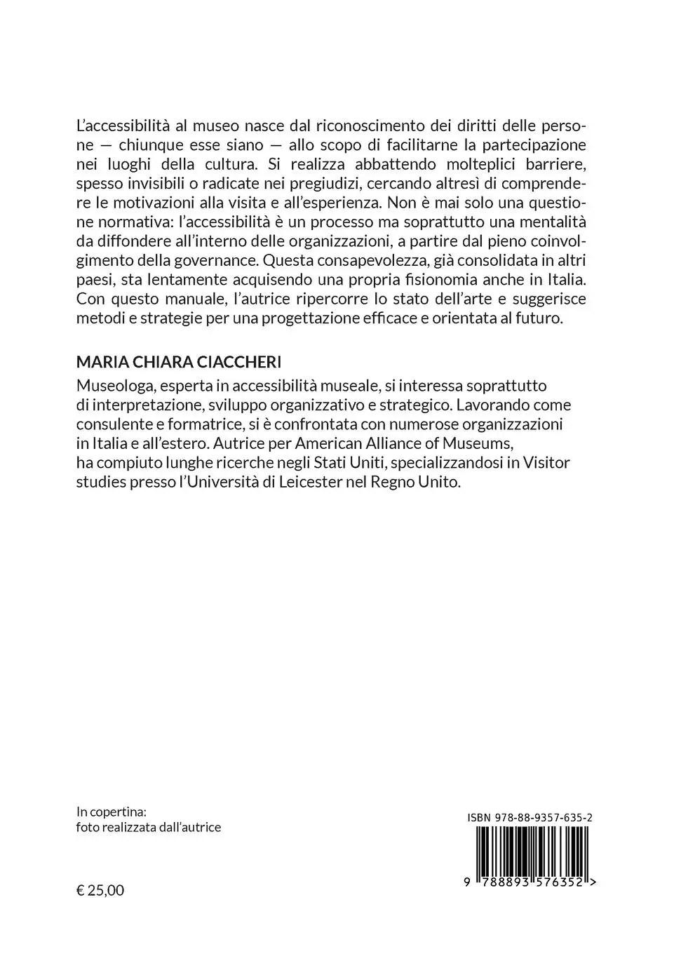 Rückseite: 9788893576352 | Musei e accessibilità | Progettare l'esperienza e le strategie | Buch