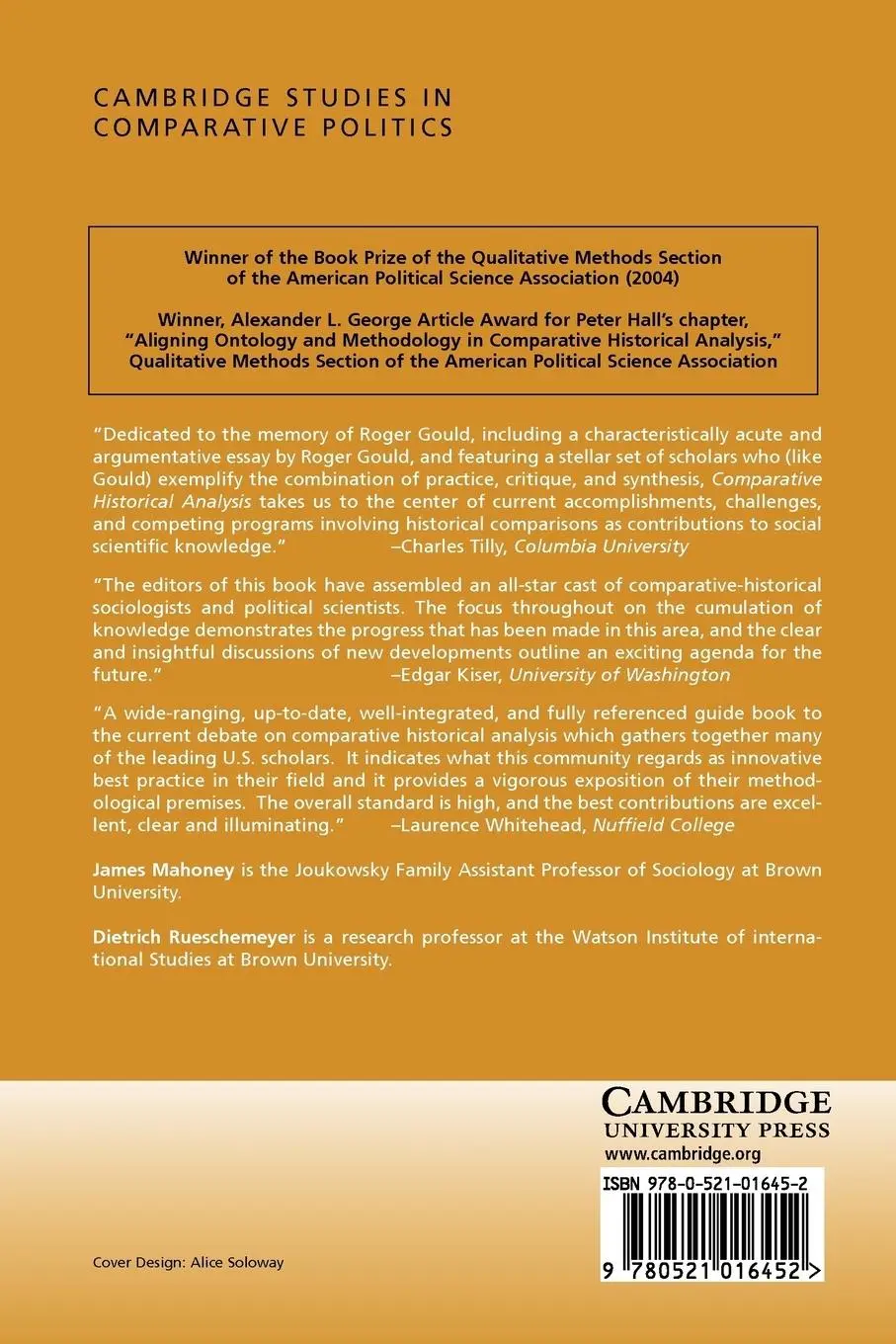 Rückseite: 9780521016452 | Comparative Historical Analysis in the Social Sciences | Taschenbuch