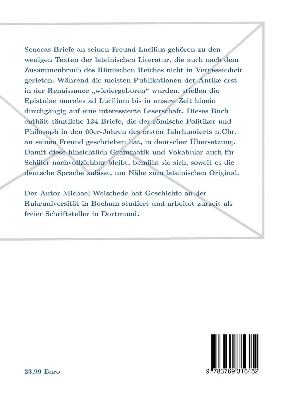 Rückseite: 9783769316452 | Seneca - Briefe an Lucilius | die Sitten betreffend | Weischede | Buch