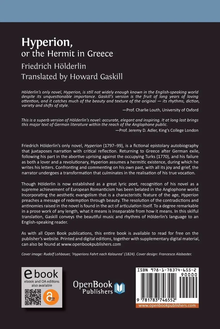 Rückseite: 9781783746552 | Hyperion, or the Hermit in Greece | Friedrich Hölderlin | Taschenbuch