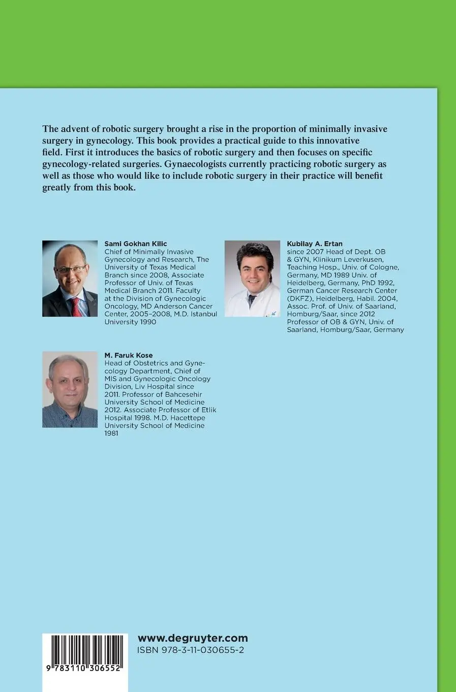 Rückseite: 9783110306552 | Robotic Surgery | Practical Examples in Gynecology | Kilic (u. a.)