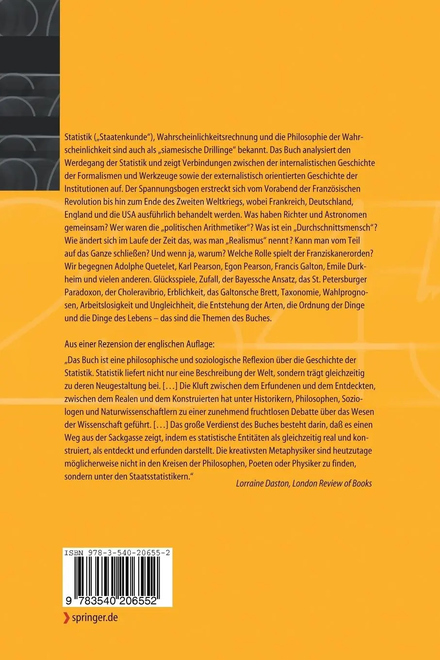 Rückseite: 9783540206552 | Die Politik der großen Zahlen | Alain Desrosières | Taschenbuch | xiii