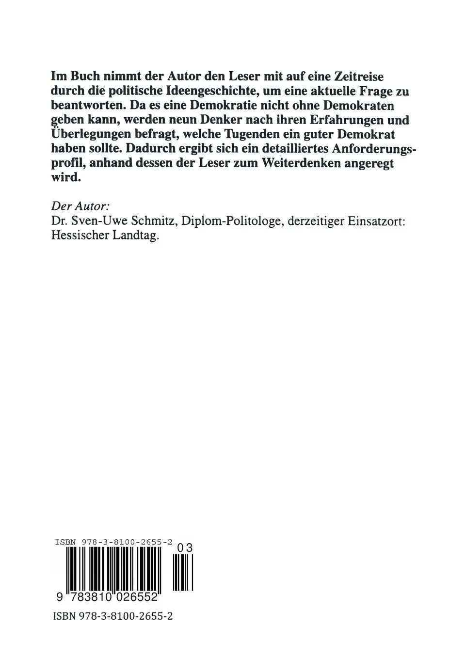 Rückseite: 9783810026552 | Homo democraticus | Demokratische Tugenden in der Ideengeschichte