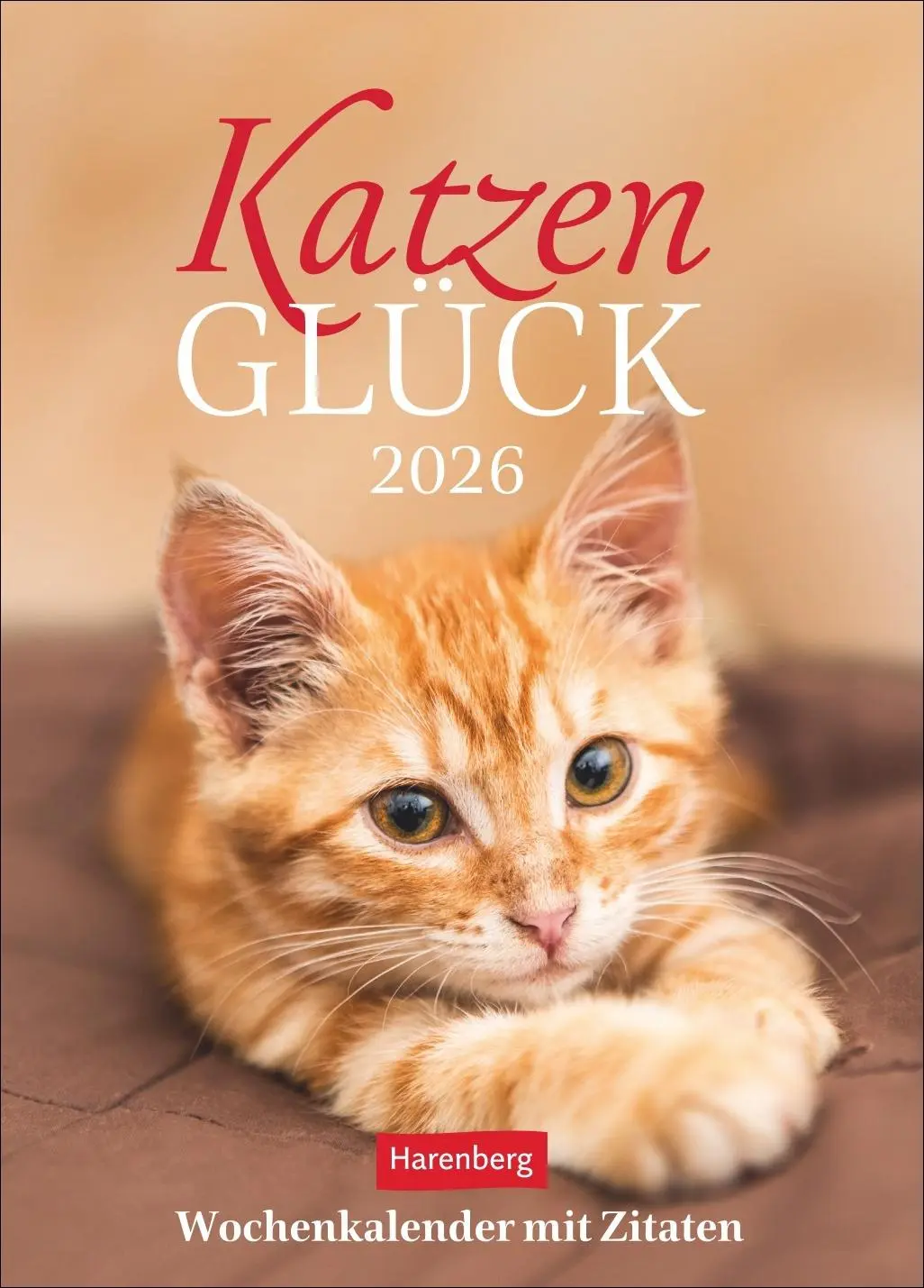 Cover: 9783840036552 | Katzenglück Wochenkalender 2026 - mit Zitaten | Harenberg | Kalender