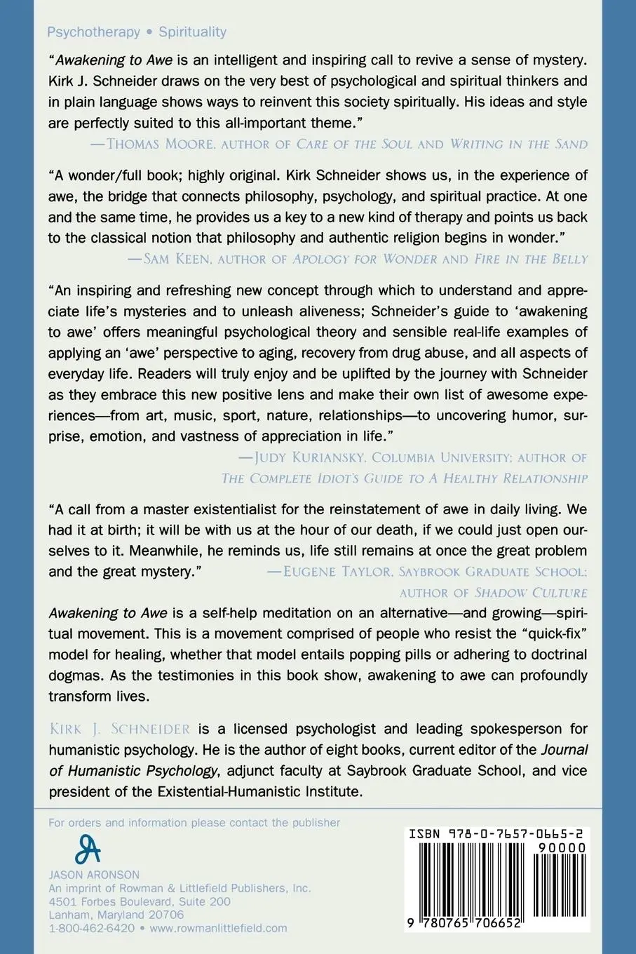 Rückseite: 9780765706652 | Awakening to Awe | Personal Stories of Profound Transformation | Buch