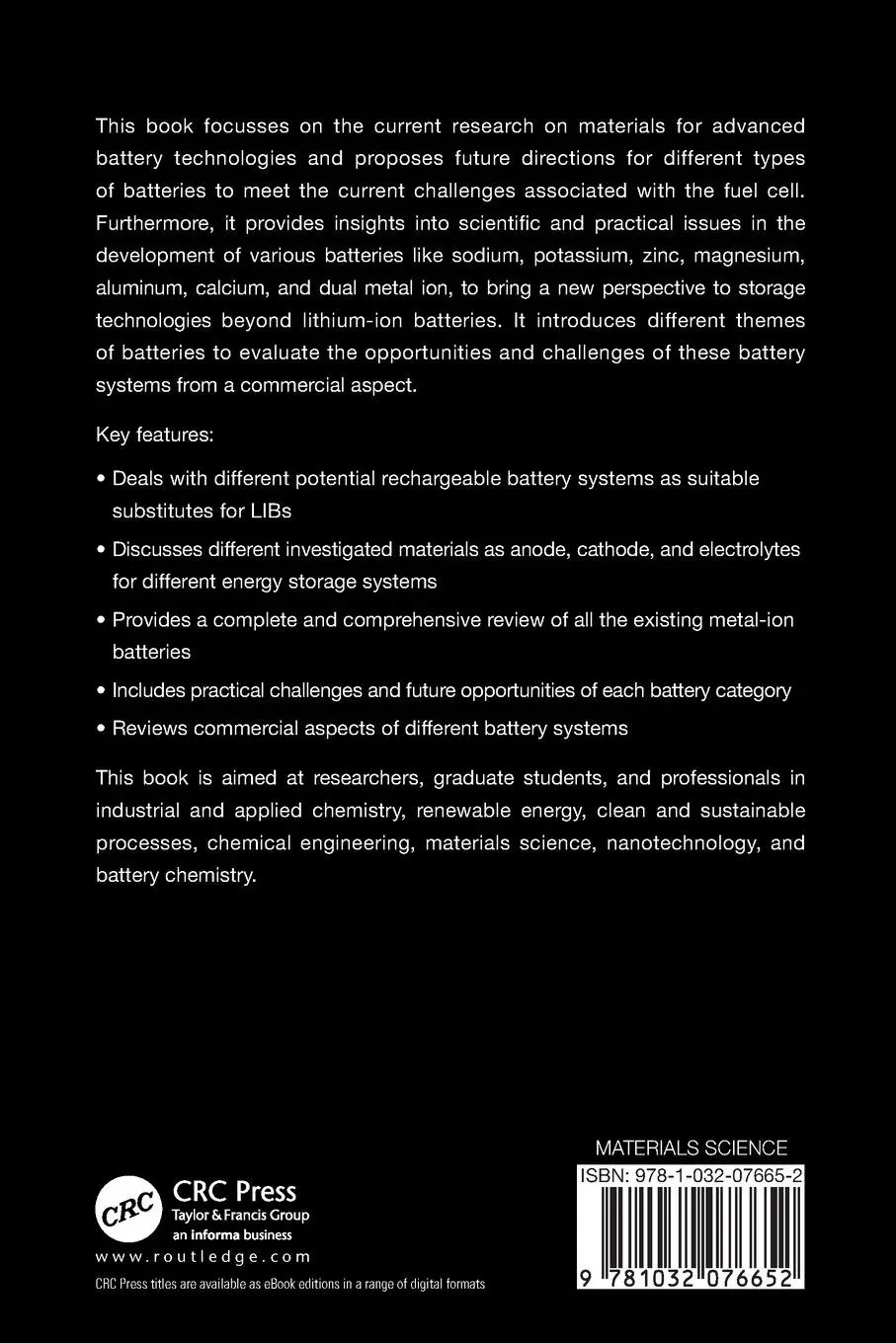 Rückseite: 9781032076652 | Advanced Metal Ion Storage Technologies | Beyond Lithium-Ion Batteries