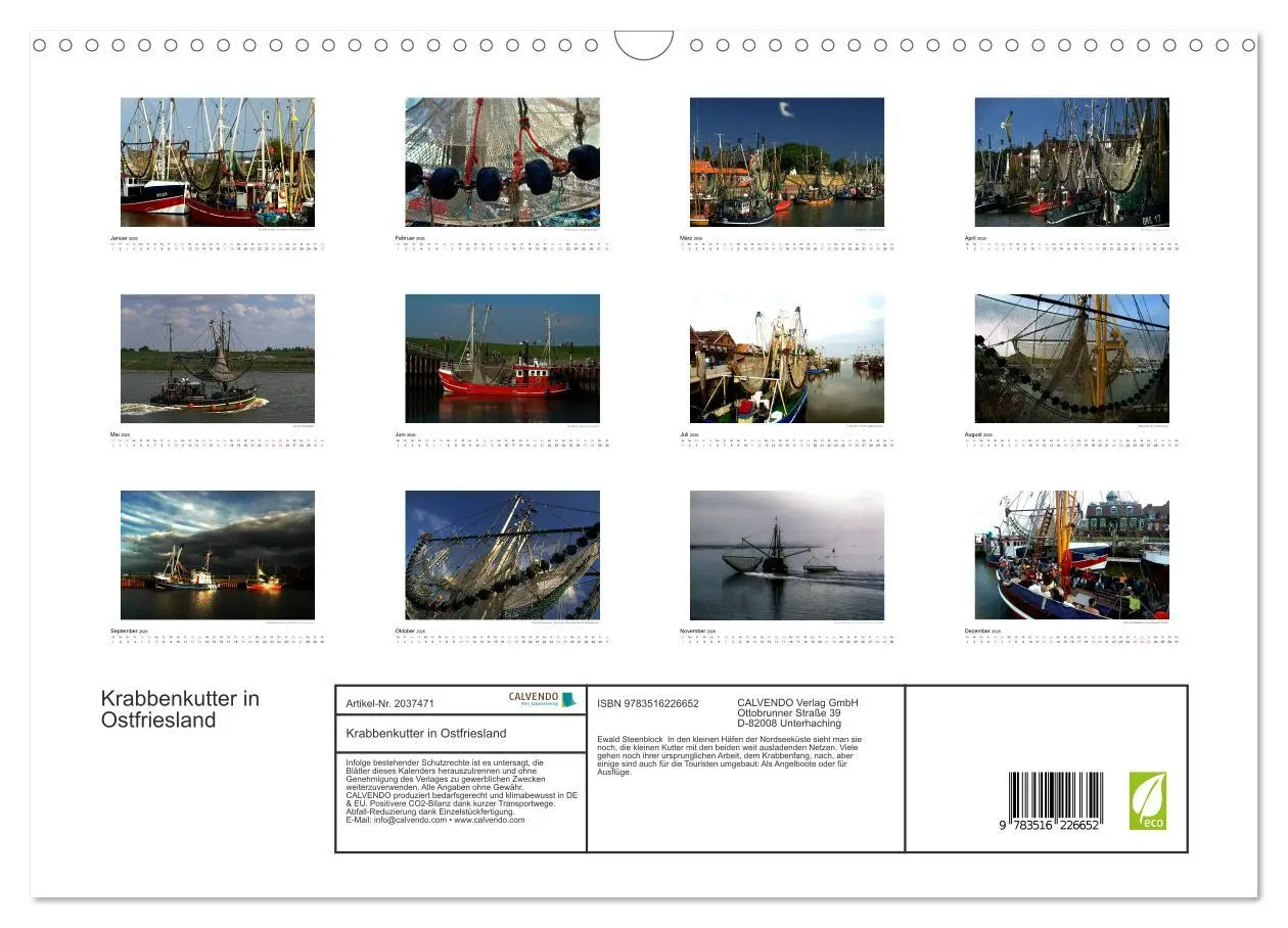 Bild: 9783516226652 | Krabbenkutter in Ostfriesland (Wandkalender 2026 DIN A3 quer),...