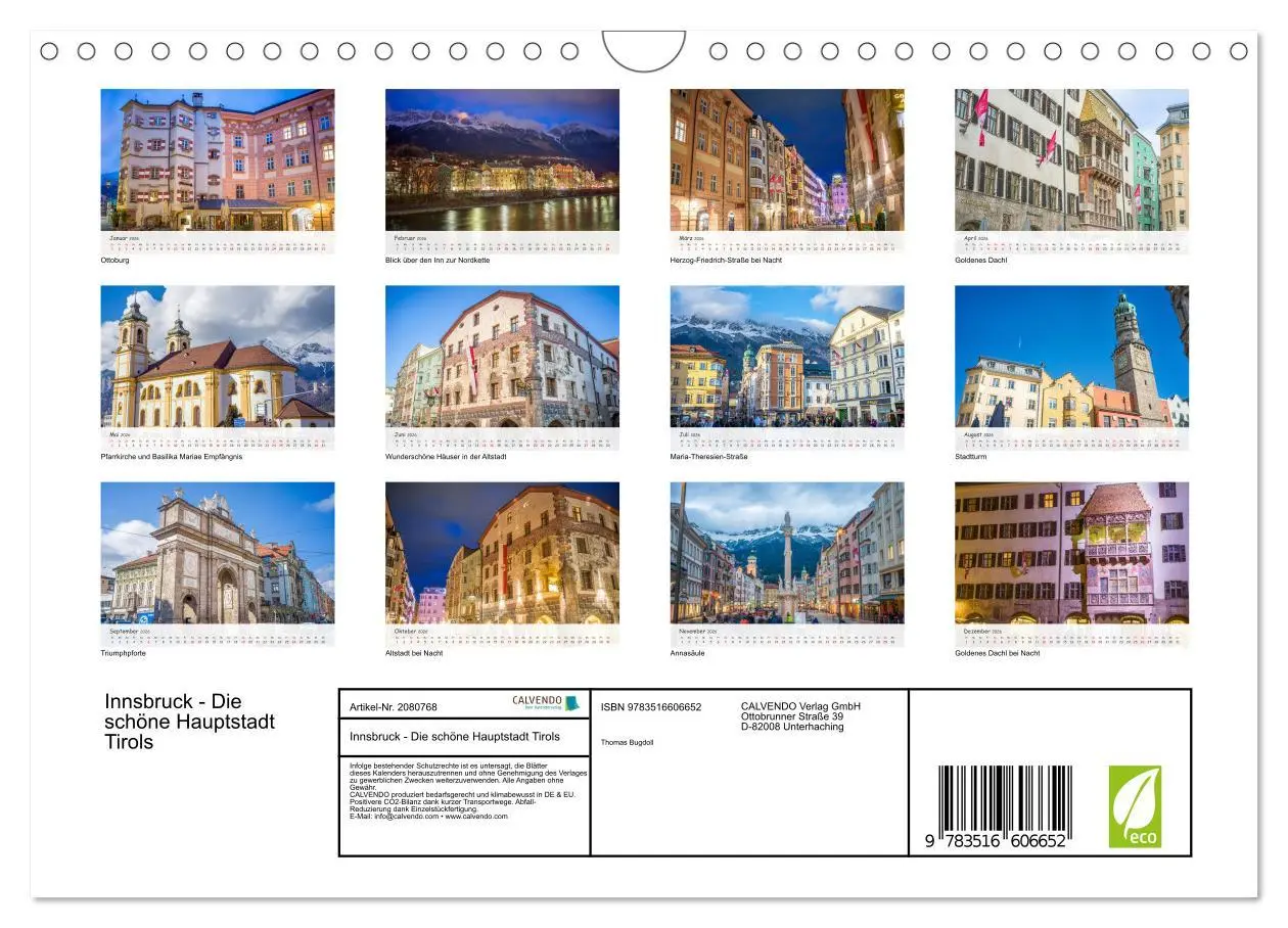 Bild: 9783516606652 | Innsbruck - Die schöne Hauptstadt Tirols (Wandkalender 2026 DIN A4...