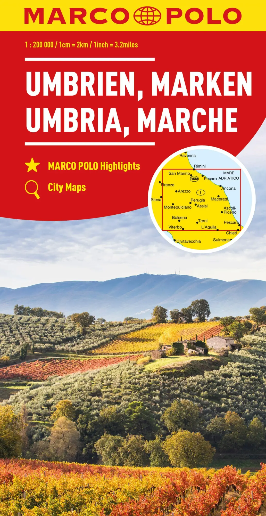 Cover: 9783575016652 | MARCO POLO Regionalkarte Italien 08 Umbrien, Marken 1:200.000 | 2023