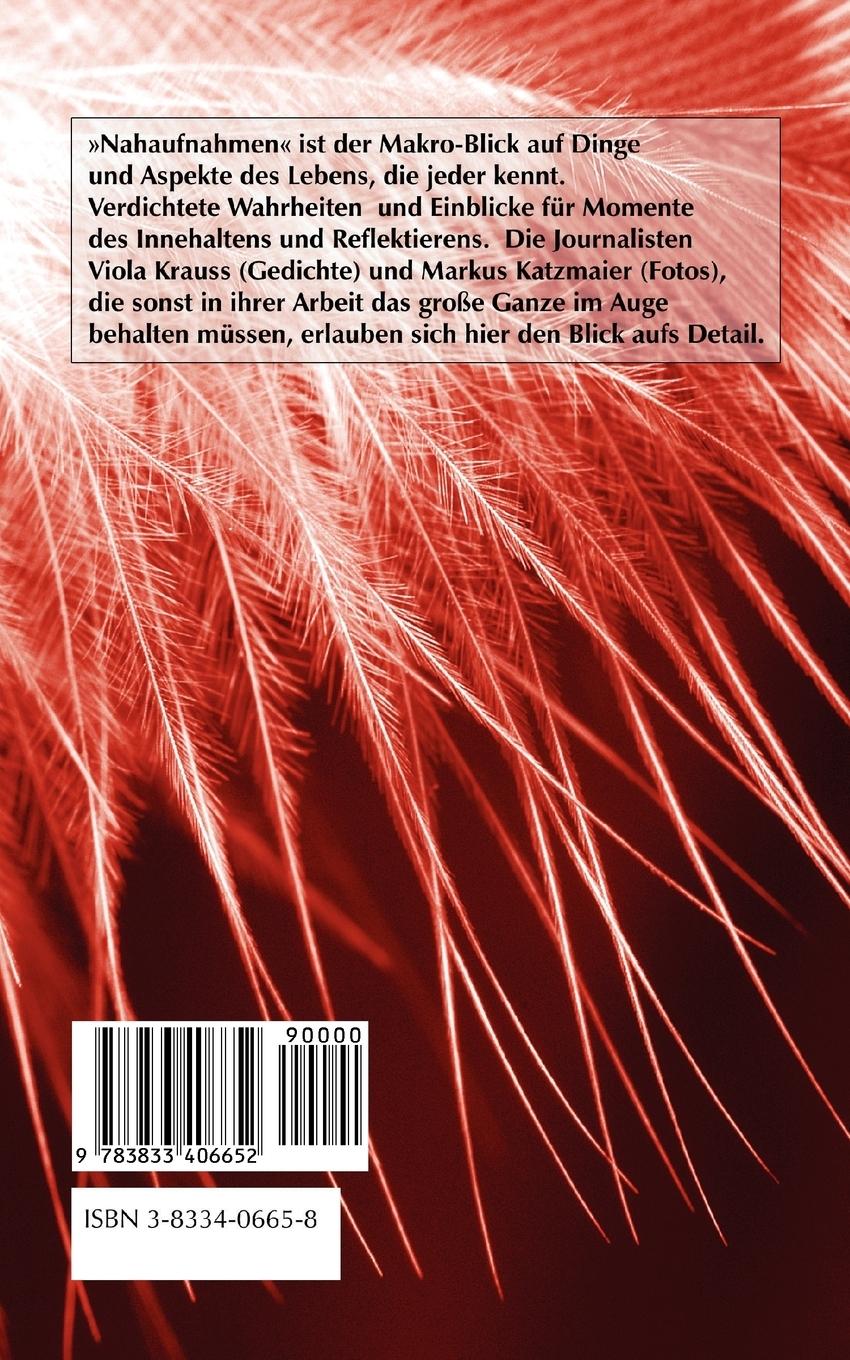 Rückseite: 9783833406652 | Nahaufnahmen | Gedichte | Viola Krauss | Taschenbuch | 72 S. | Deutsch