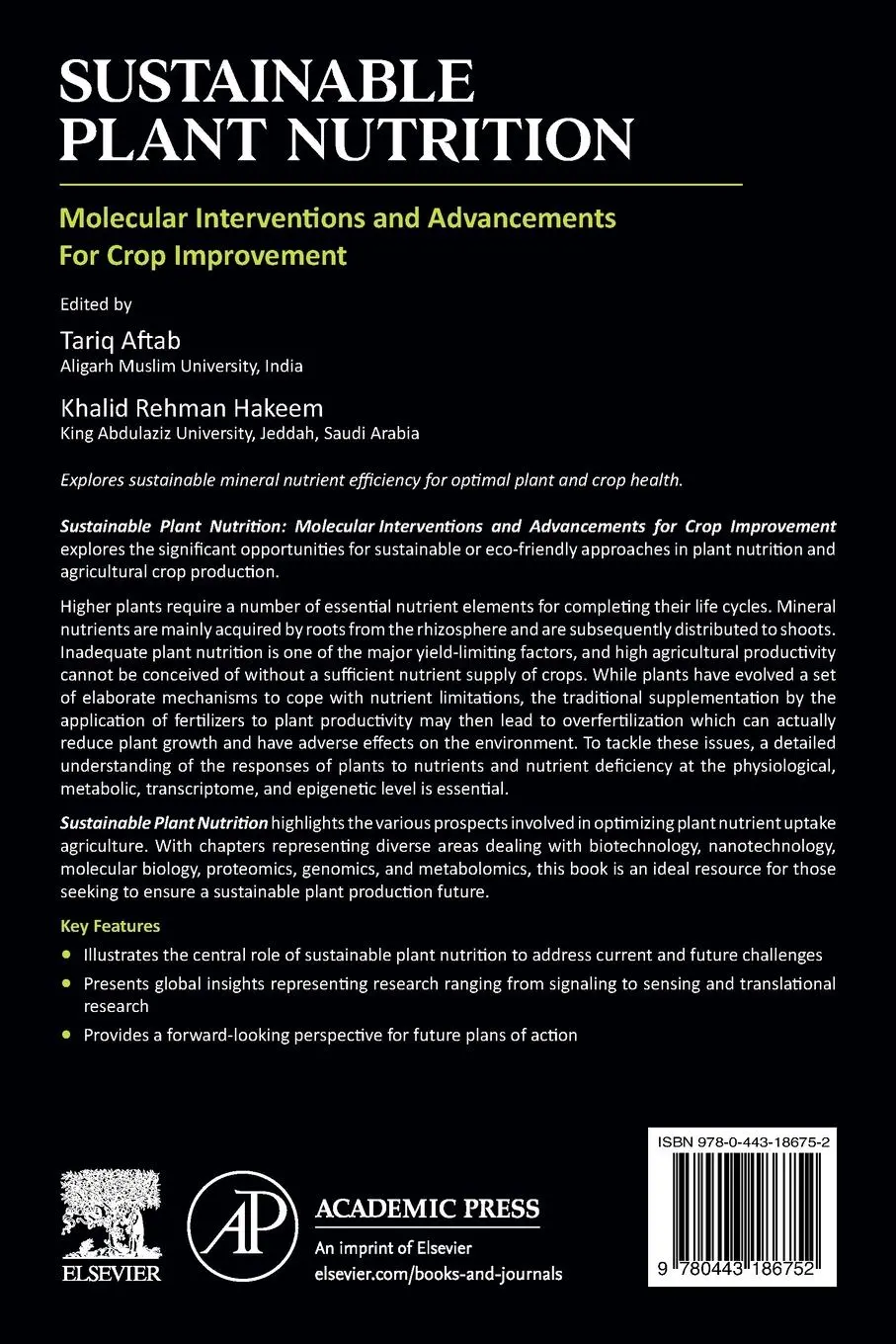 Rückseite: 9780443186752 | Sustainable Plant Nutrition | Khalid Rehman Hakeem (u. a.) | Buch