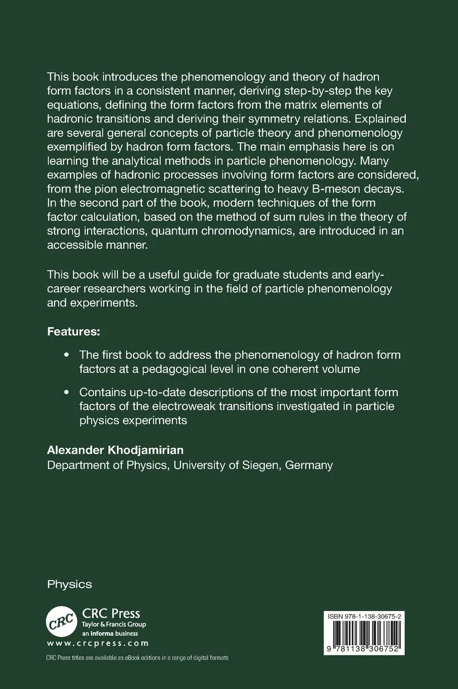 Rückseite: 9781138306752 | Hadron Form Factors | From Basic Phenomenology to QCD Sum Rules | Buch