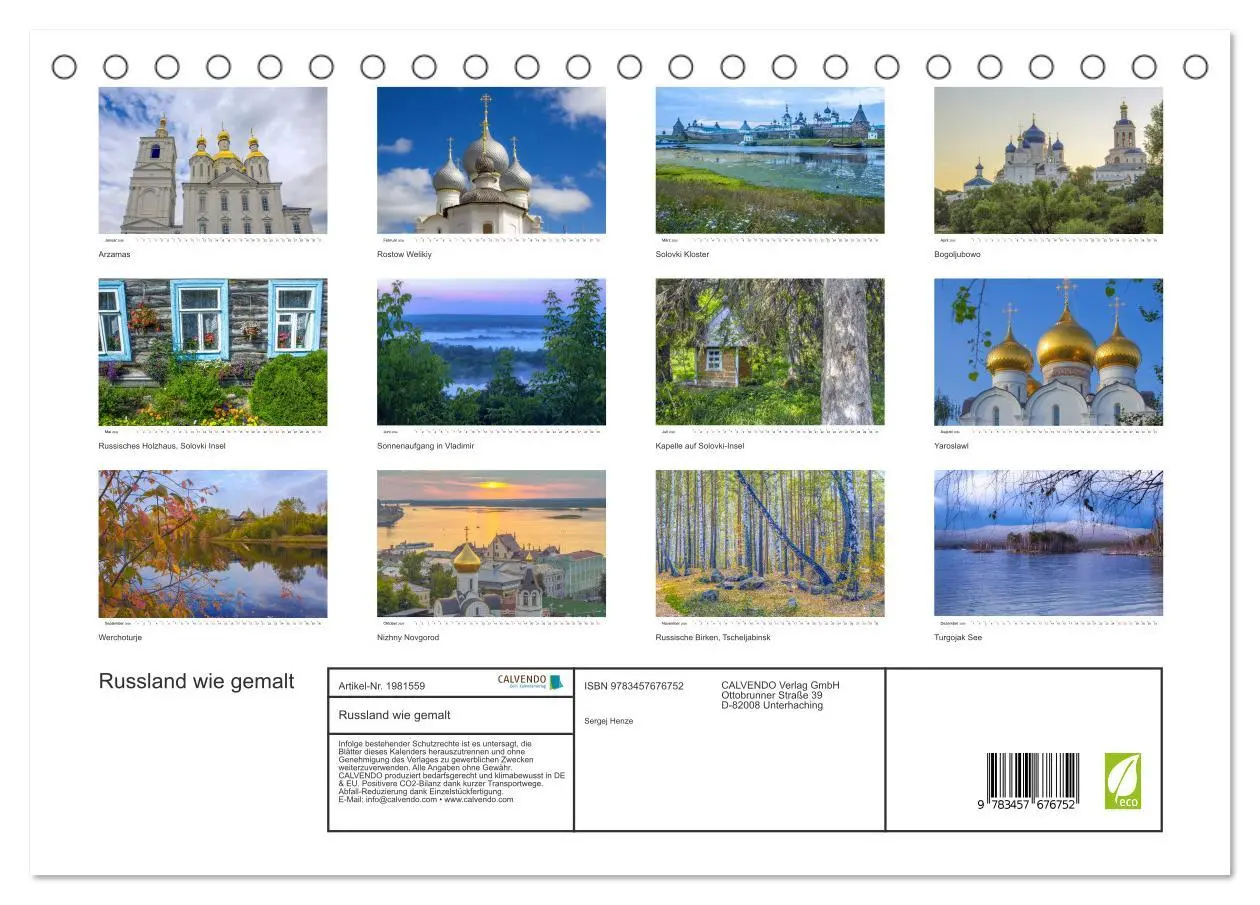 Bild: 9783457676752 | Russland wie gemalt (Tischkalender 2026 DIN A5 quer), CALVENDO...