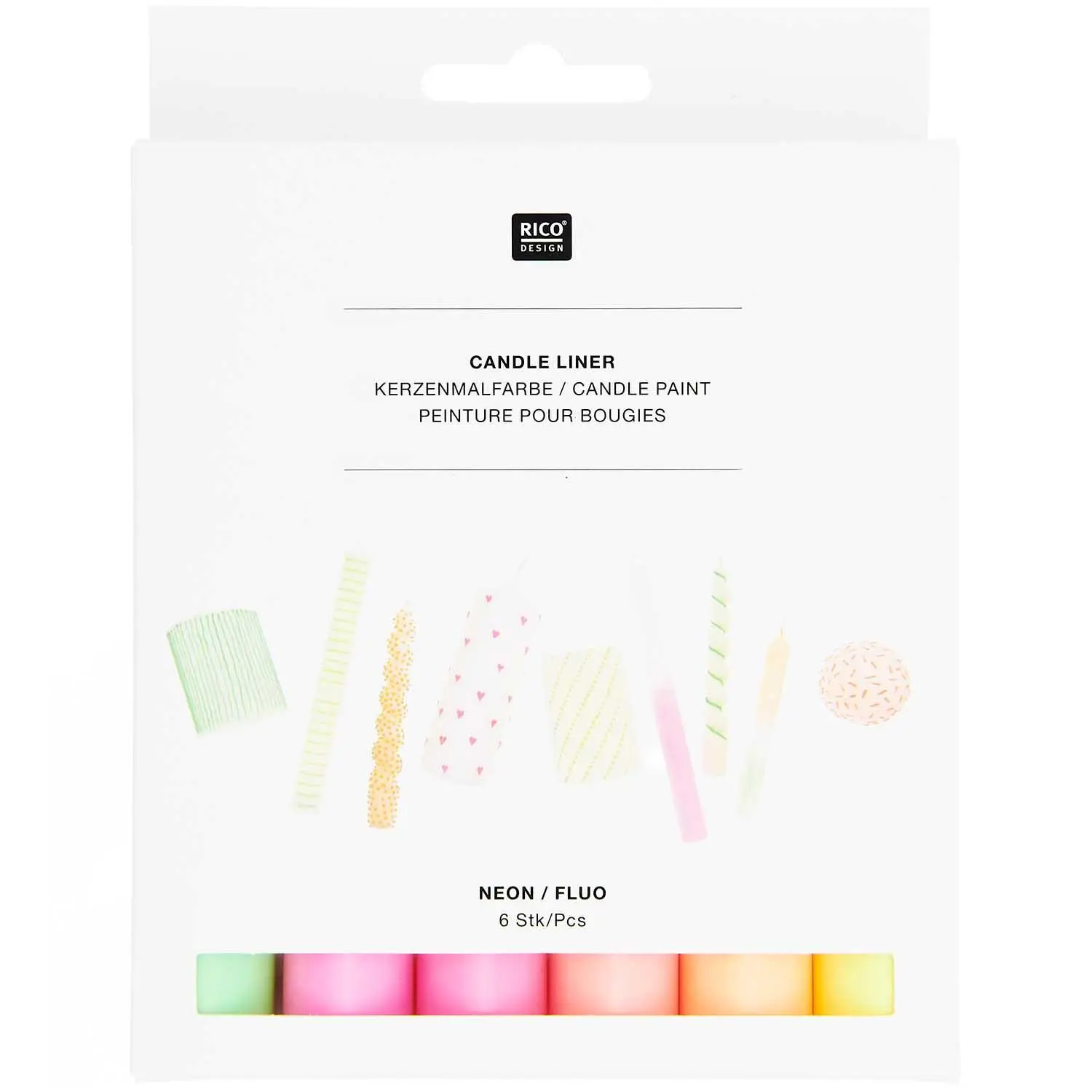 Candle liner Set Neon, 6-tlg Neongelb, Neonorange, Neonrot, Neonrosa, Neonpink, Neongrün