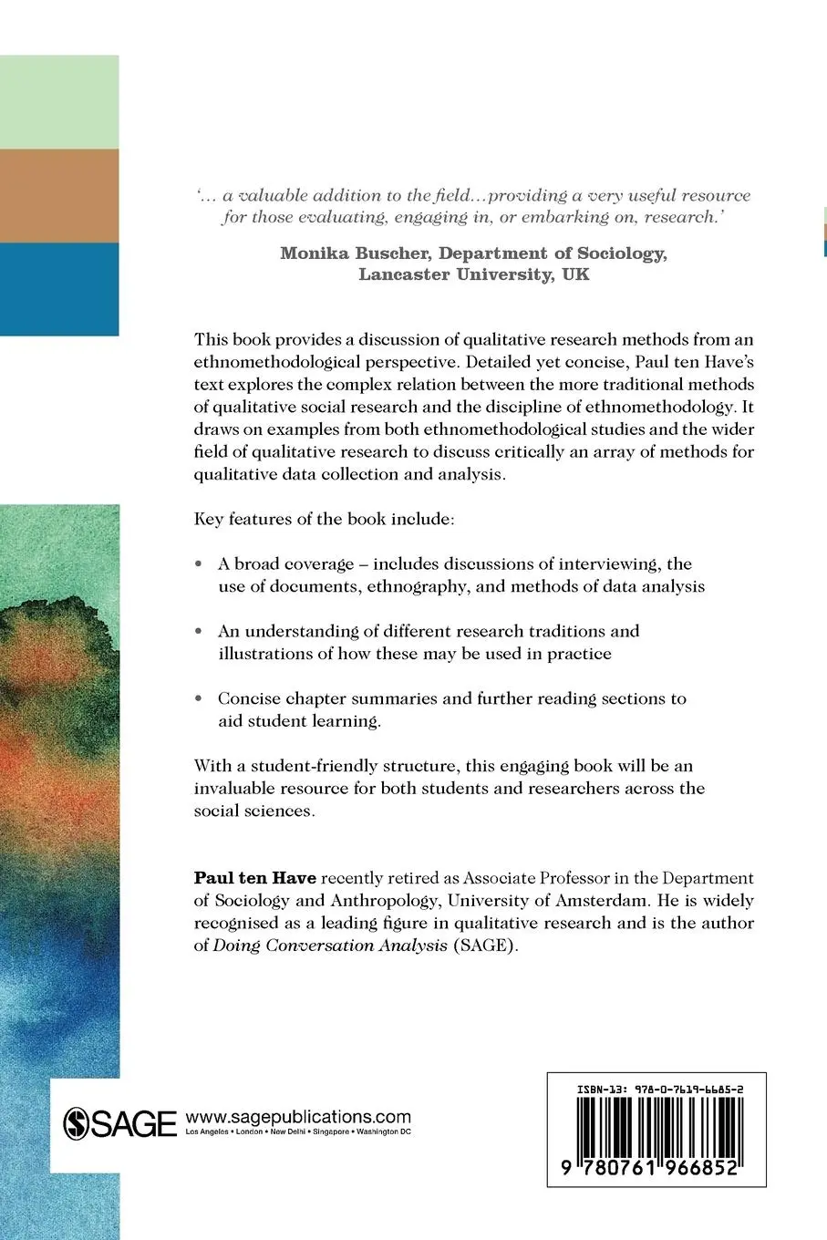 Rückseite: 9780761966852 | Understanding Qualitative Research and Ethnomethodology | Have | Buch