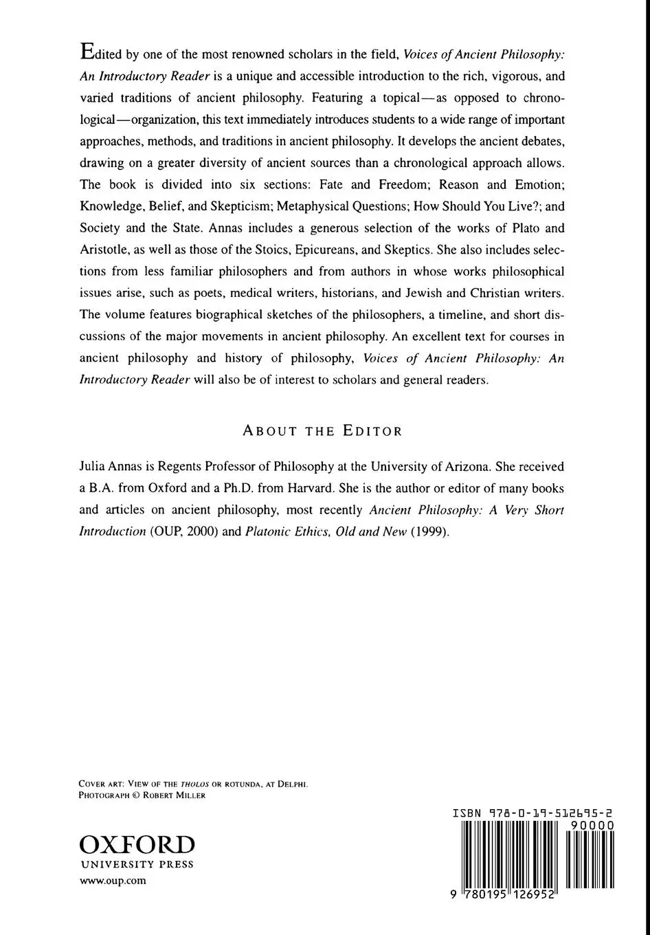 Rückseite: 9780195126952 | Voices of Ancient Philosophy | An Introductory Reader | Julia Annas