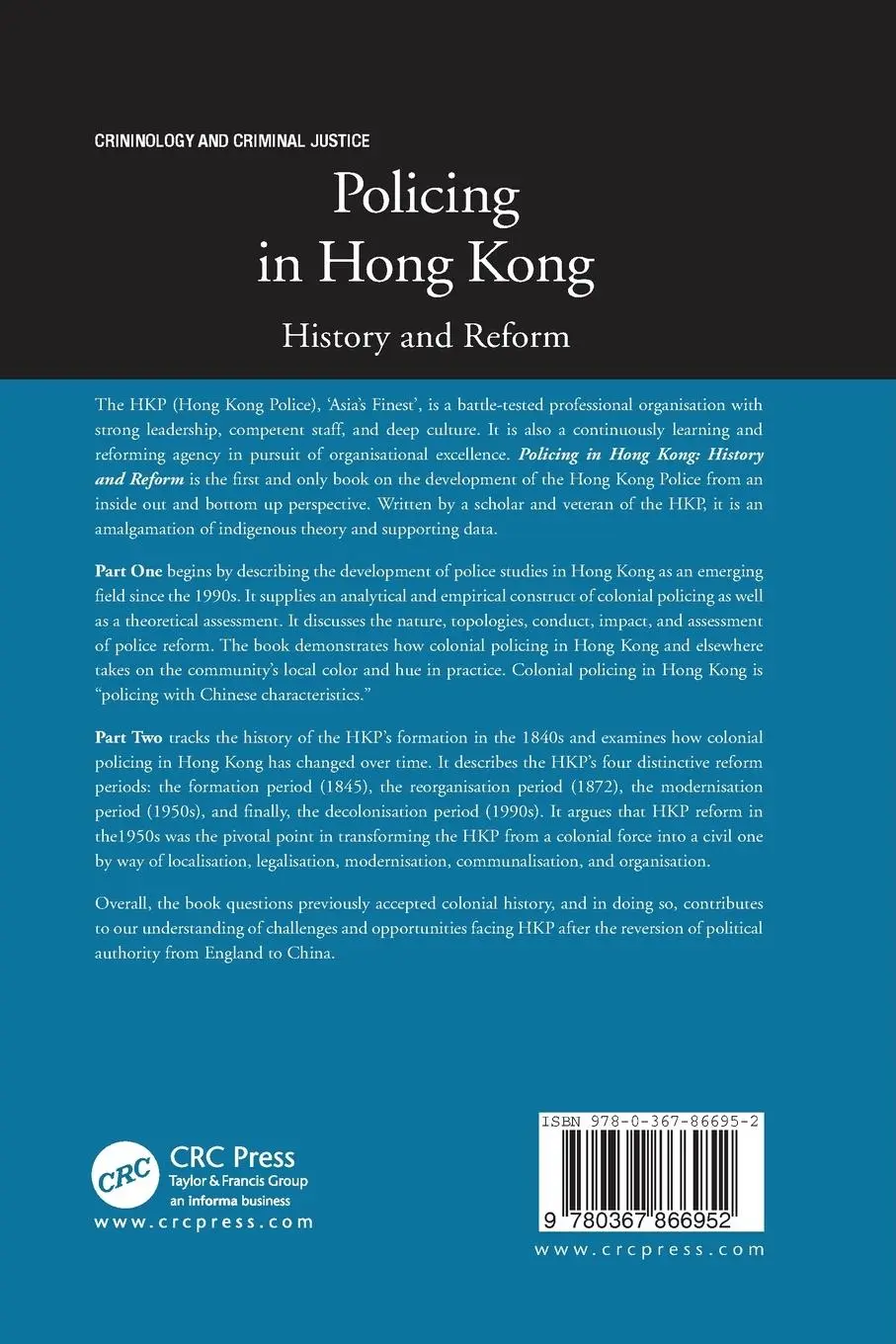 Rückseite: 9780367866952 | Policing in Hong Kong | History and Reform | Kam C. Wong | Taschenbuch