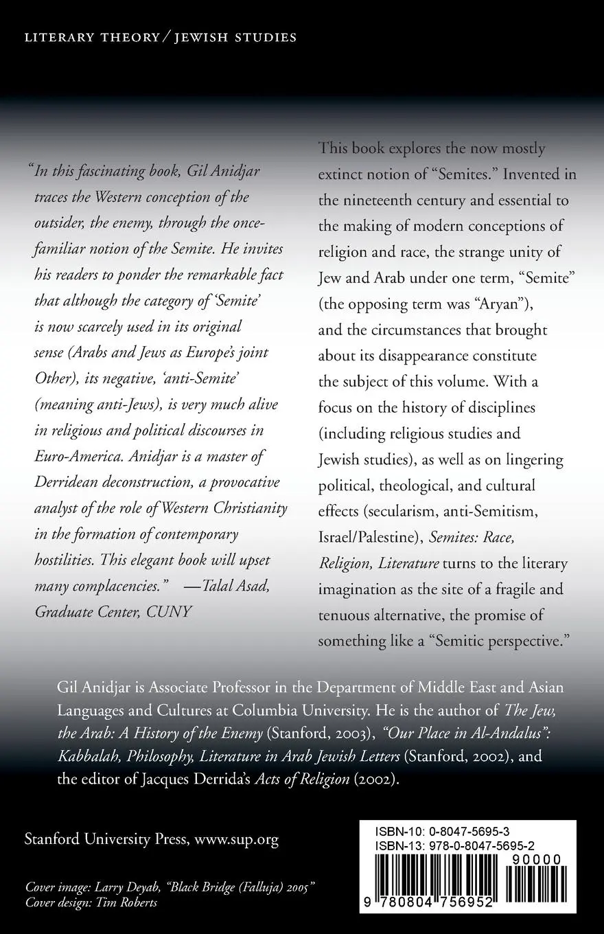 Rückseite: 9780804756952 | Semites | Race, Religion, Literature | Gil Anidjar | Taschenbuch