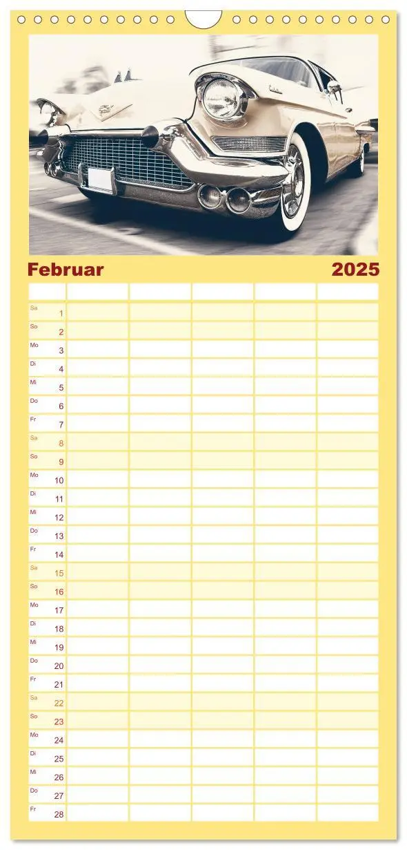 Bild: 9783457106952 | Familienplaner 2025 - Retro Cars mit 5 Spalten (Wandkalender, 21 x...