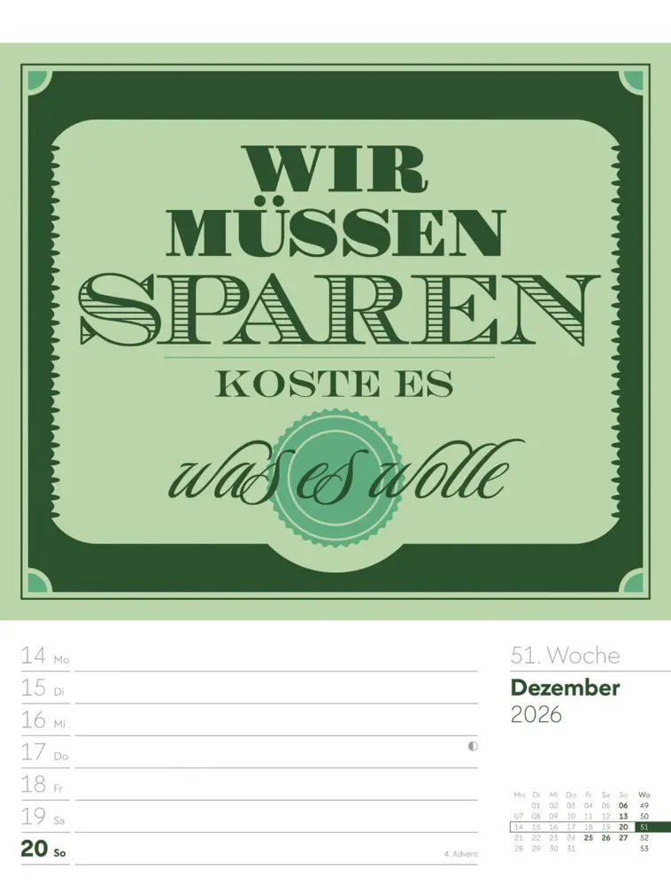 Bild: 9783838426952 | Klartext Sprüchekalender Wochenplaner 2026 | GmbH | Kalender | Deutsch