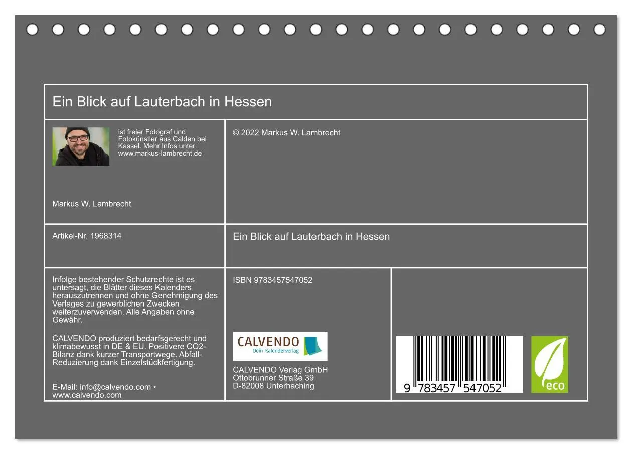 Bild: 9783457547052 | Ein Blick auf Lauterbach in Hessen (Tischkalender 2026 DIN A5...
