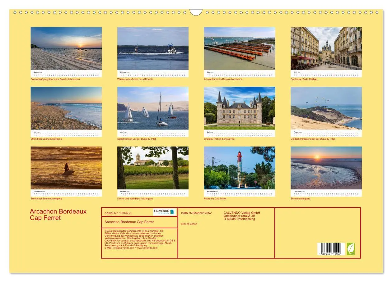 Bild: 9783457617052 | Arcachon Bordeaux Cap Ferret (Wandkalender 2026 DIN A2 quer),...