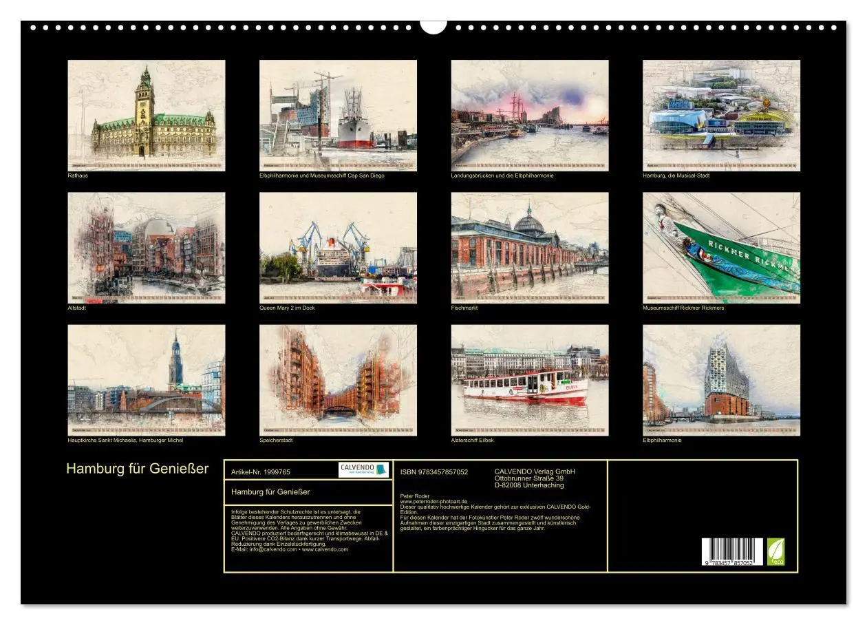 Bild: 9783457857052 | Hamburg für Genießer (Wandkalender 2026 DIN A2 quer), CALVENDO...