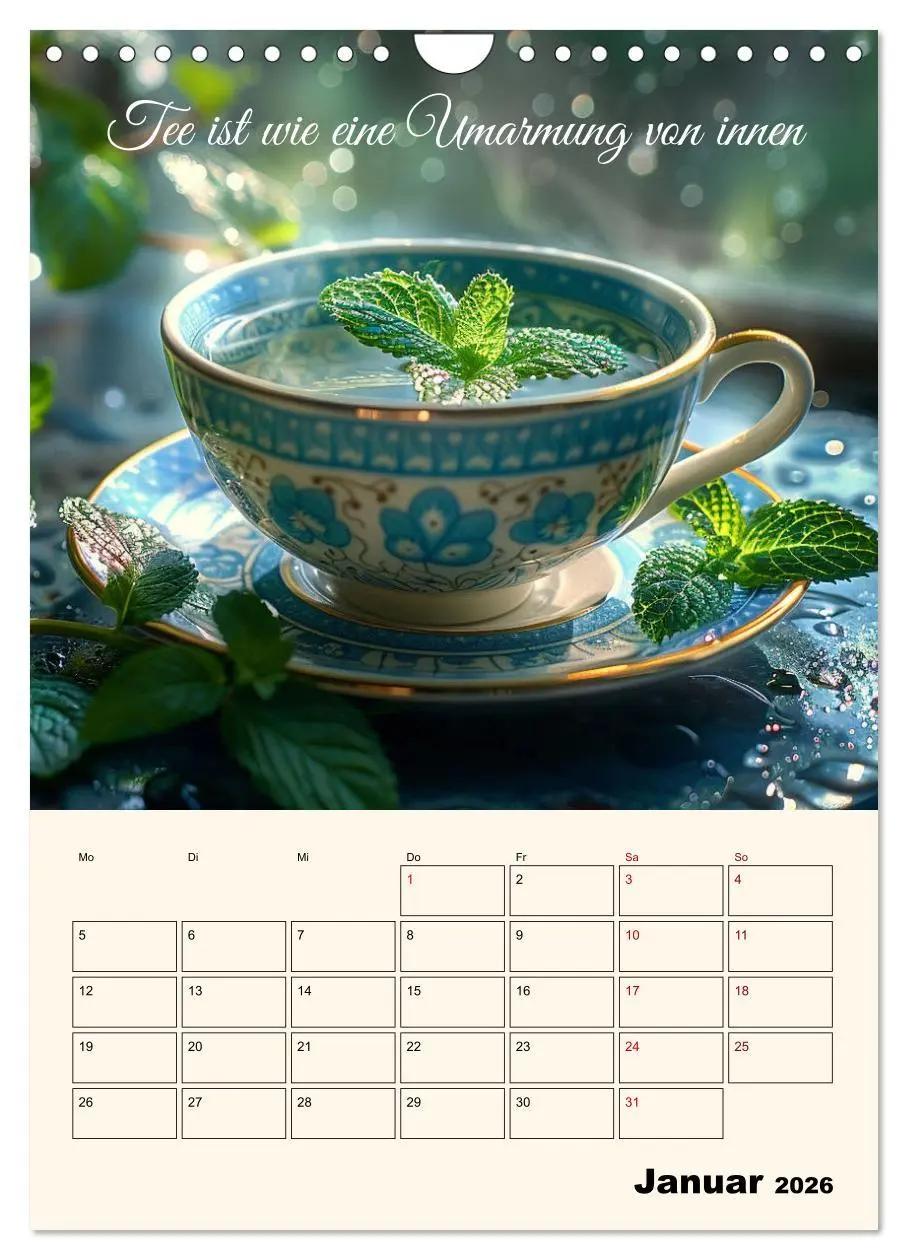 Bild: 9783516257052 | Du, mein geliebter Tee (Wandkalender 2026 DIN A4 hoch), CALVENDO...