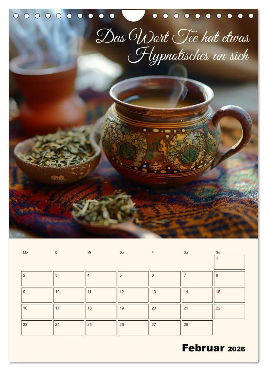 Bild: 9783516257052 | Du, mein geliebter Tee (Wandkalender 2026 DIN A4 hoch), CALVENDO...