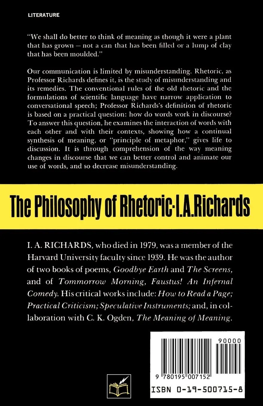 Rückseite: 9780195007152 | The Philosophy of Rhetoric | Ivor A. Richards | Taschenbuch | Englisch