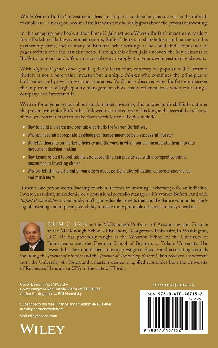 Rückseite: 9780470467152 | Buffett Beyond Value | Prem C Jain | Buch | 320 S. | Englisch | 2010